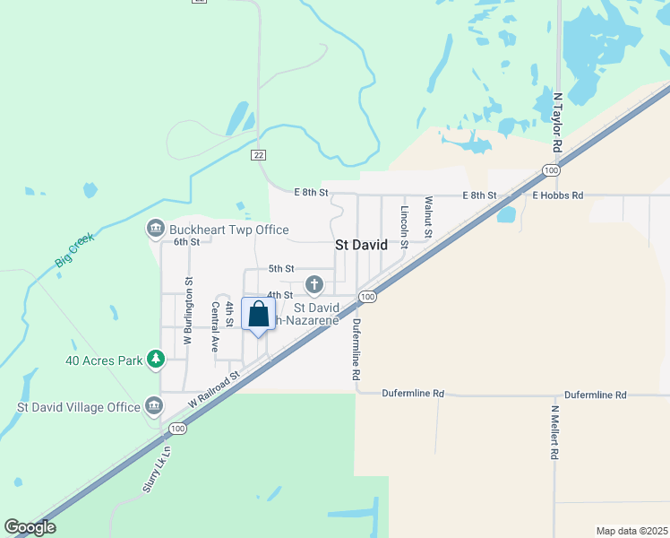 map of restaurants, bars, coffee shops, grocery stores, and more near College Street in Canton