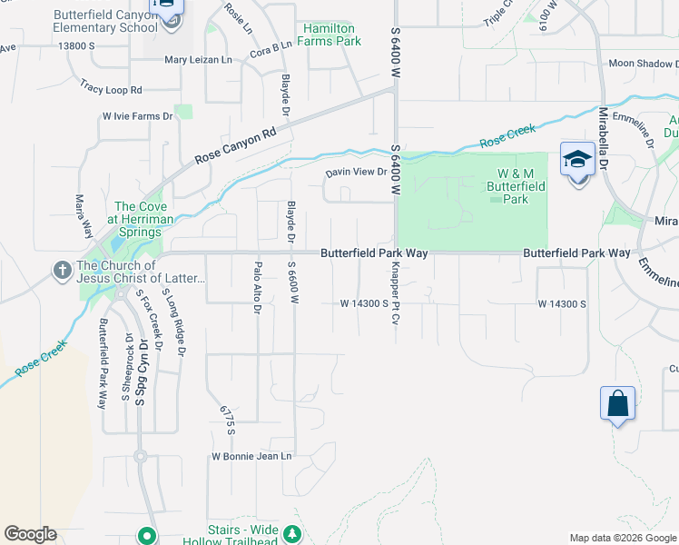 map of restaurants, bars, coffee shops, grocery stores, and more near 14238 South Knapper Way in Herriman