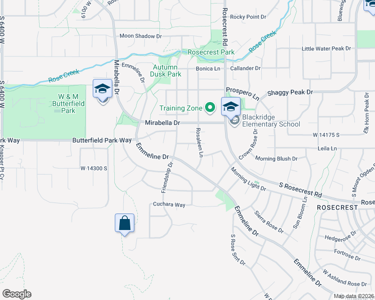 map of restaurants, bars, coffee shops, grocery stores, and more near 14237 South Arbor Rose Circle in Herriman