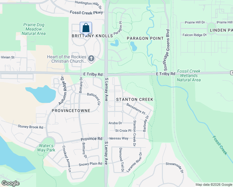 map of restaurants, bars, coffee shops, grocery stores, and more near 6720 Antigua Drive in Fort Collins