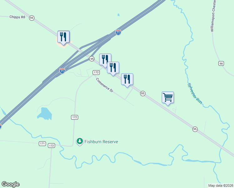 map of restaurants, bars, coffee shops, grocery stores, and more near 6220 Ohio 95 in Mount Gilead