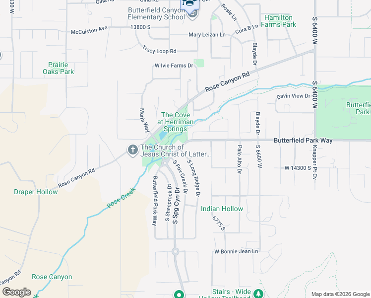 map of restaurants, bars, coffee shops, grocery stores, and more near 14237 South Long Ridge Drive in Herriman