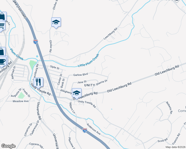map of restaurants, bars, coffee shops, grocery stores, and more near 834 Garlow Boulevard in Pittsburgh