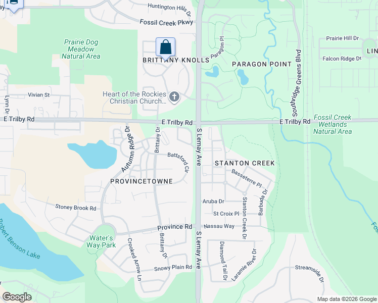 map of restaurants, bars, coffee shops, grocery stores, and more near 6675 South Lemay Avenue in Fort Collins
