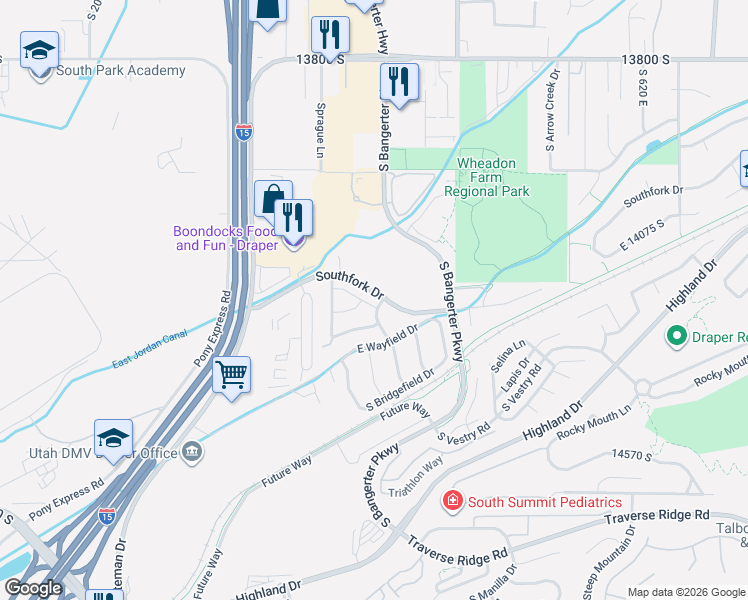 map of restaurants, bars, coffee shops, grocery stores, and more near 191 Flowerfield Drive in Draper