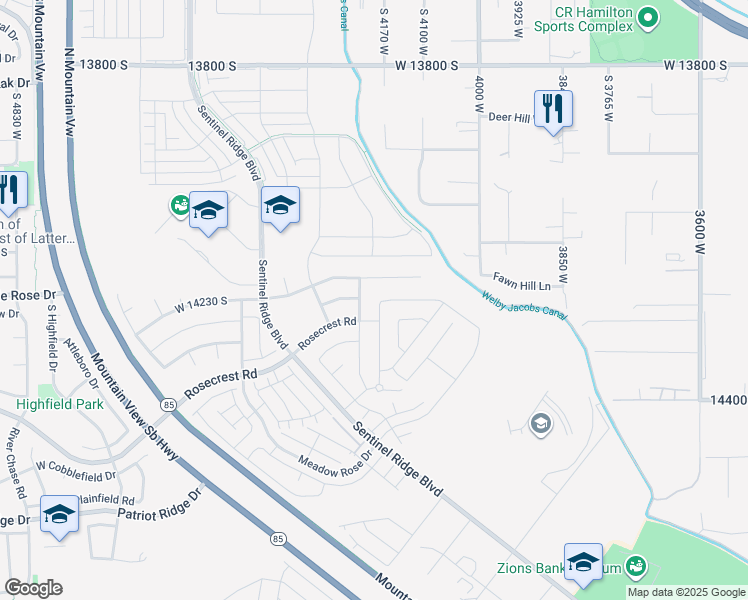 map of restaurants, bars, coffee shops, grocery stores, and more near 14226 South Bella Vea Drive in Herriman