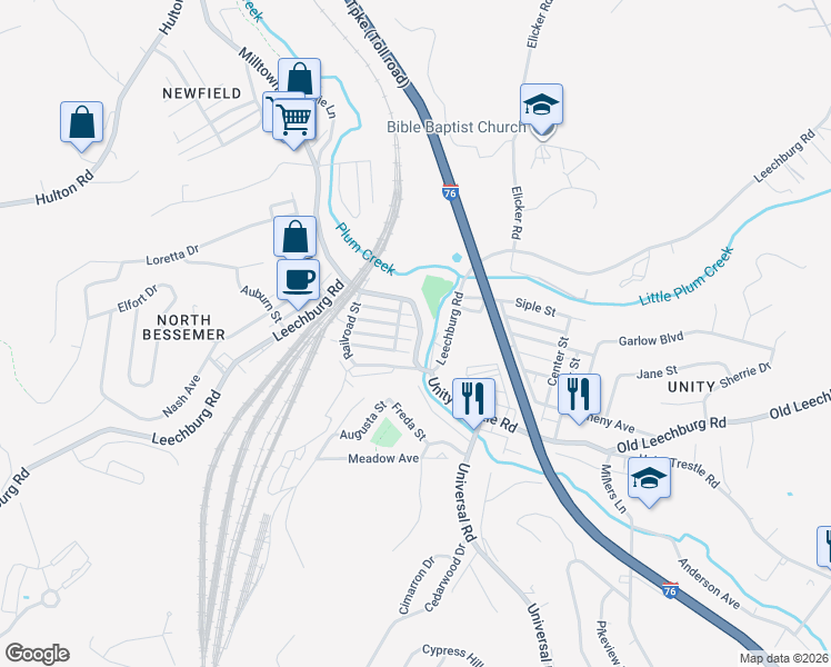 map of restaurants, bars, coffee shops, grocery stores, and more near 2316 May Street in Pittsburgh