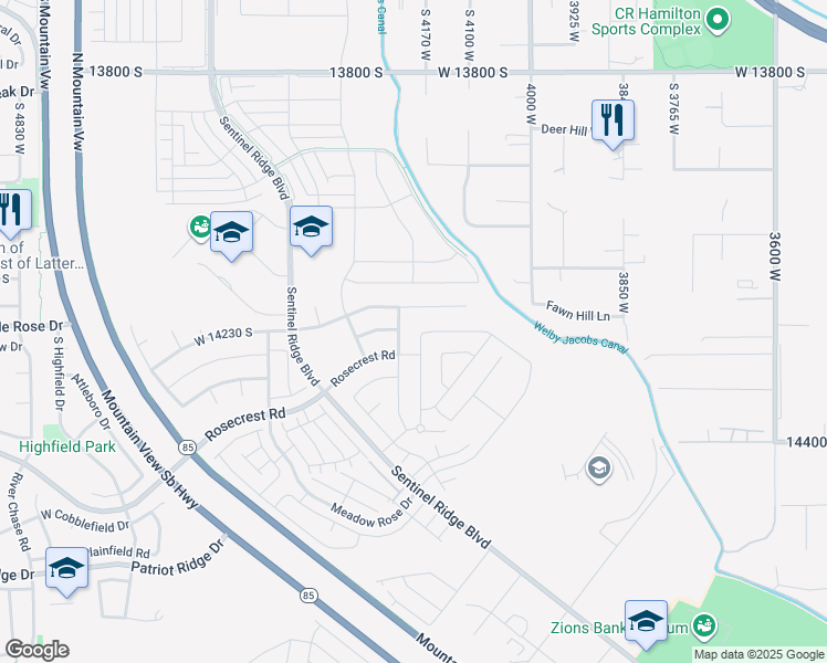 map of restaurants, bars, coffee shops, grocery stores, and more near 14226 South Bella Vea Drive in Herriman