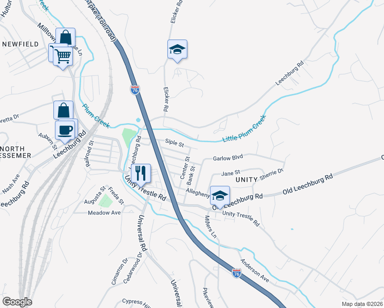 map of restaurants, bars, coffee shops, grocery stores, and more near 741 Garlow Boulevard in Pittsburgh