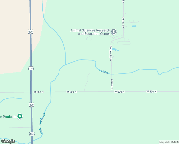 map of restaurants, bars, coffee shops, grocery stores, and more near 6002 West 500 North in West Lafayette