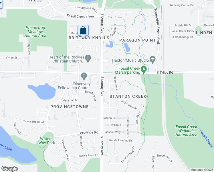 map of restaurants, bars, coffee shops, grocery stores, and more near 6703 Antigua Drive in Fort Collins