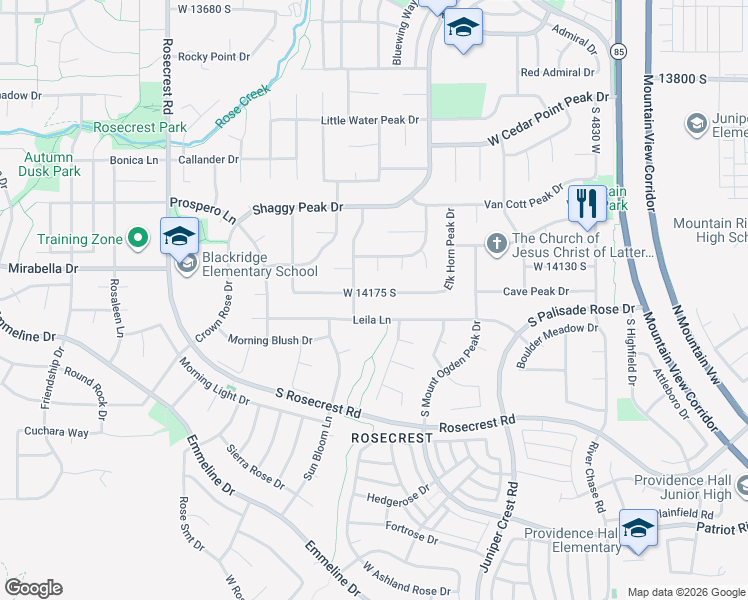map of restaurants, bars, coffee shops, grocery stores, and more near 5233 Elk Horn Peak Drive in Riverton