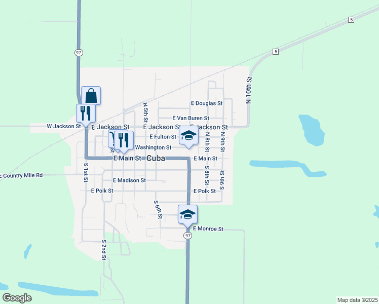 map of restaurants, bars, coffee shops, grocery stores, and more near 652 East Main Street in Cuba