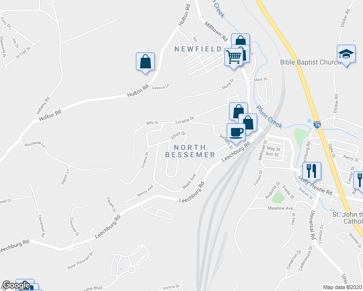 map of restaurants, bars, coffee shops, grocery stores, and more near 309 Elfort Drive in Pittsburgh