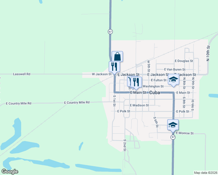 map of restaurants, bars, coffee shops, grocery stores, and more near North Depot Street in Cuba