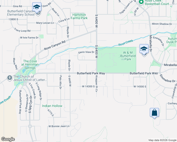 map of restaurants, bars, coffee shops, grocery stores, and more near 14181 South Hollow Vista Cove in Herriman