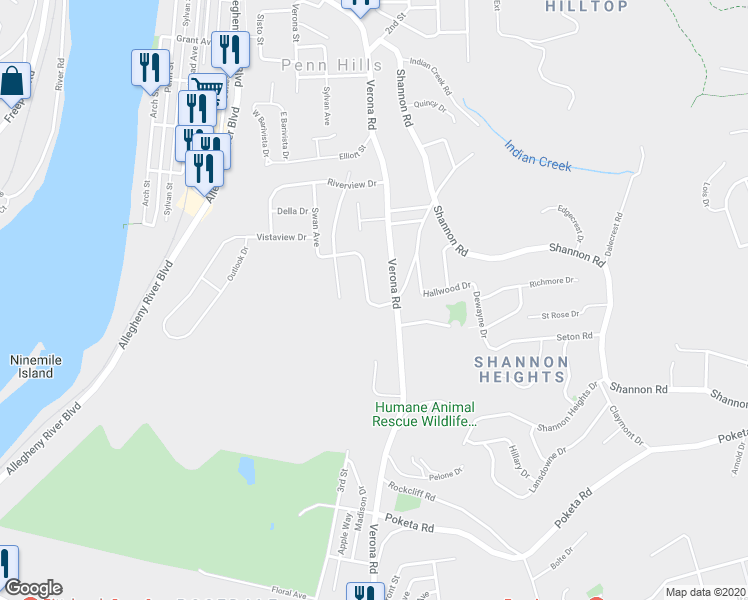 map of restaurants, bars, coffee shops, grocery stores, and more near 1516 Riverside Drive in Verona