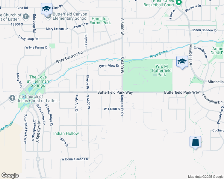 map of restaurants, bars, coffee shops, grocery stores, and more near 14181 South Hollow Vista Cove in Herriman