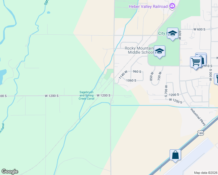 map of restaurants, bars, coffee shops, grocery stores, and more near 1088 1140 West in Heber City