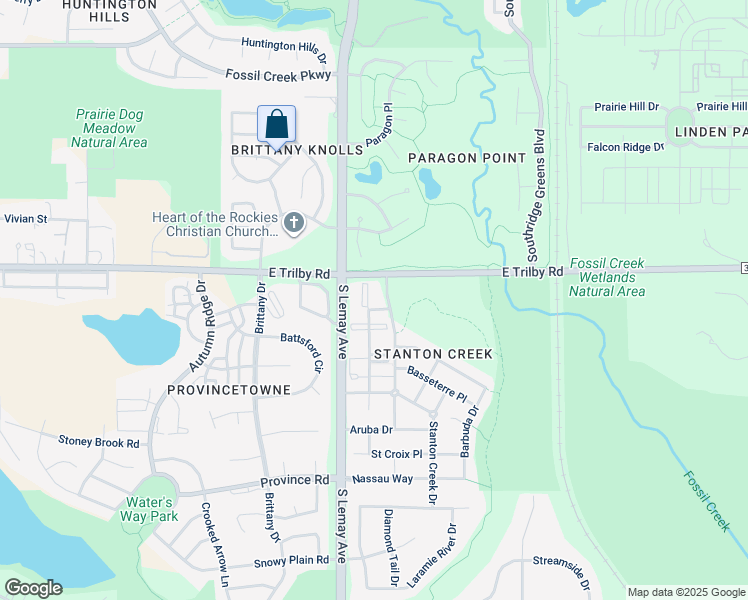 map of restaurants, bars, coffee shops, grocery stores, and more near 6615 Antigua Drive in Fort Collins