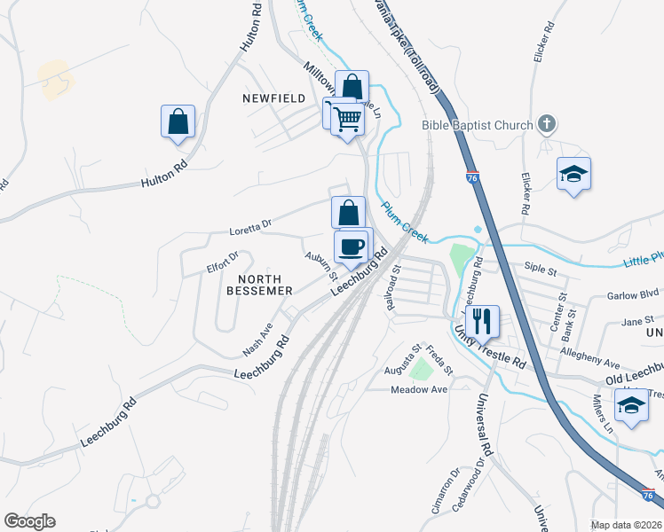 map of restaurants, bars, coffee shops, grocery stores, and more near 1809 Nash Avenue in Pittsburgh
