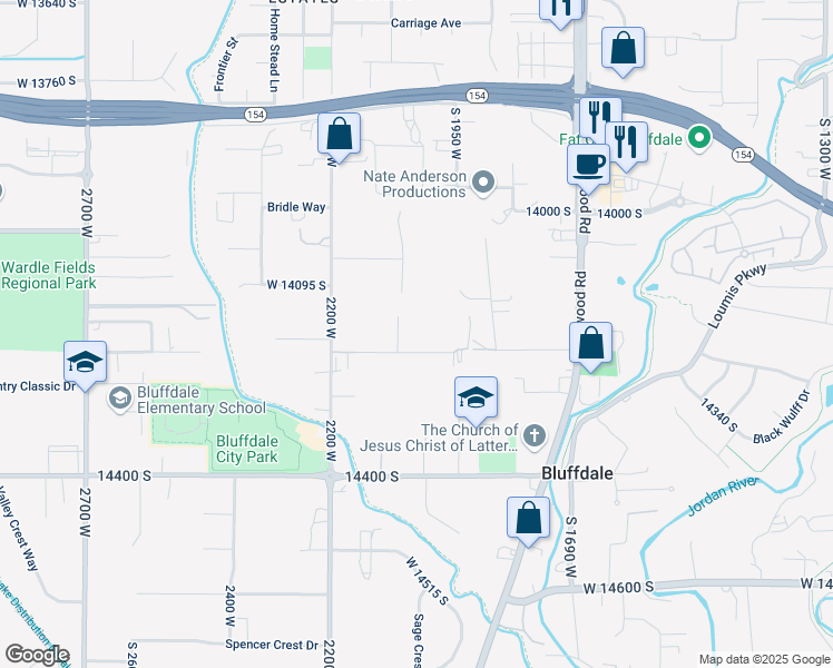 map of restaurants, bars, coffee shops, grocery stores, and more near 2044 West 14200 South in Riverton