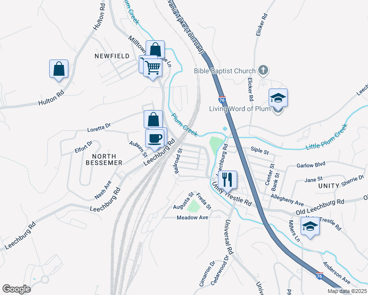 map of restaurants, bars, coffee shops, grocery stores, and more near 2202 Leechburg Road in Pittsburgh