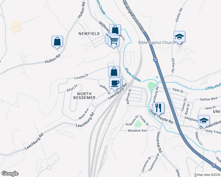 map of restaurants, bars, coffee shops, grocery stores, and more near 1809 Nash Avenue in Pittsburgh