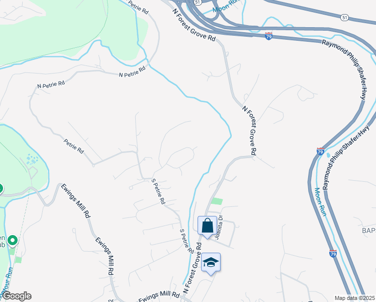 map of restaurants, bars, coffee shops, grocery stores, and more near 126 Camelot Circle in Coraopolis