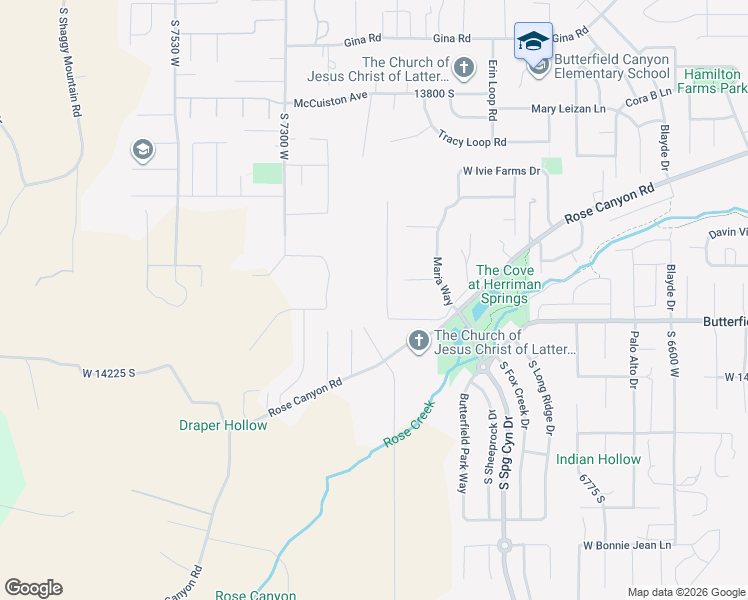 map of restaurants, bars, coffee shops, grocery stores, and more near 7146 West Blue Bison Lane in Herriman