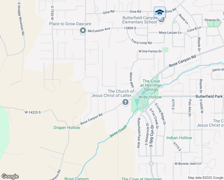 map of restaurants, bars, coffee shops, grocery stores, and more near 7146 West Blue Bison Lane in Herriman