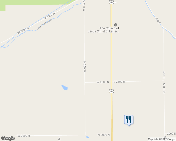 map of restaurants, bars, coffee shops, grocery stores, and more near 2614 North 250 West in Vernal