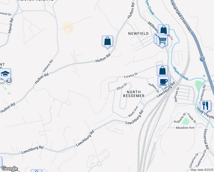map of restaurants, bars, coffee shops, grocery stores, and more near 1565 Loretta Drive in Pittsburgh