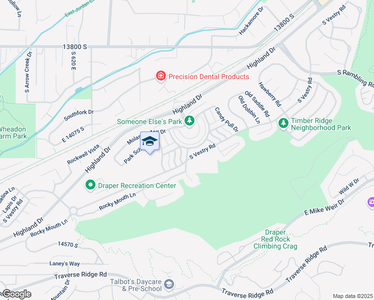map of restaurants, bars, coffee shops, grocery stores, and more near 14170 Director View Lane in Draper