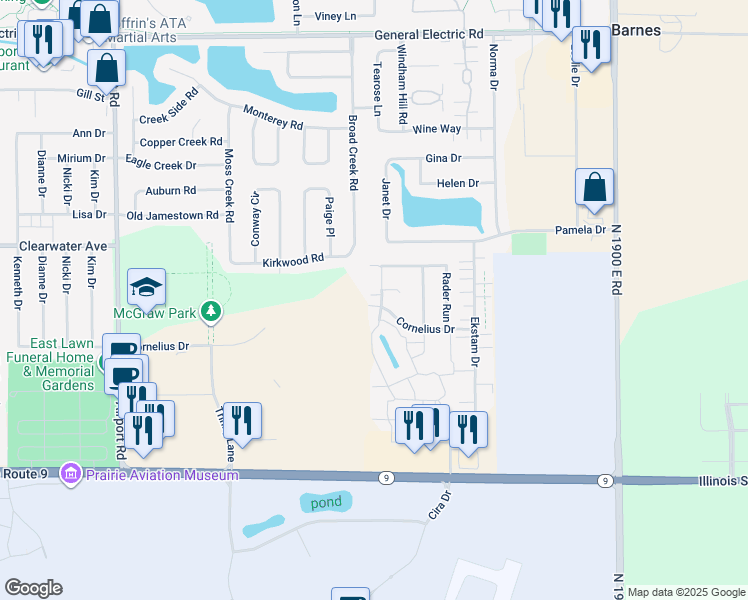 map of restaurants, bars, coffee shops, grocery stores, and more near 1102 Lockenvitz Lane in Bloomington
