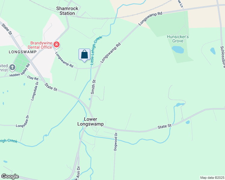 map of restaurants, bars, coffee shops, grocery stores, and more near Smith Street in Alburtis