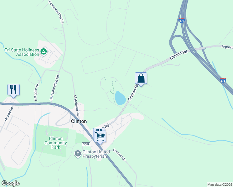 map of restaurants, bars, coffee shops, grocery stores, and more near 124 Clinton Lake Road in Clinton