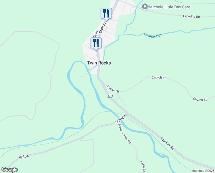 map of restaurants, bars, coffee shops, grocery stores, and more near 118-150 Church St in Nanty Glo