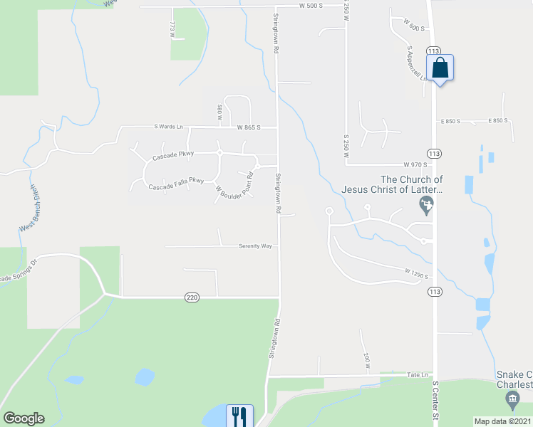 map of restaurants, bars, coffee shops, grocery stores, and more near 1144 Stringtown Road in Midway