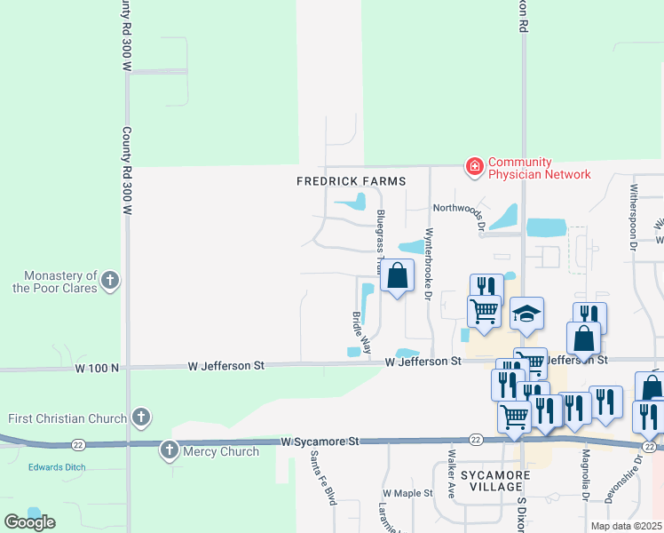 map of restaurants, bars, coffee shops, grocery stores, and more near 2722 Seattle Slew Lane in Kokomo