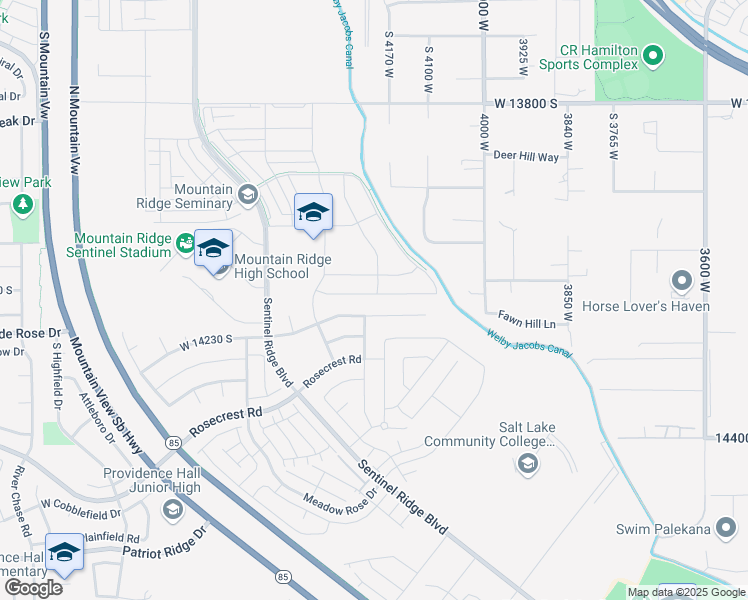 map of restaurants, bars, coffee shops, grocery stores, and more near 4236 Lower Meadow Drive in Herriman