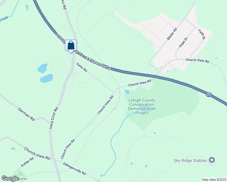 map of restaurants, bars, coffee shops, grocery stores, and more near 3797 Church View Road in Emmaus
