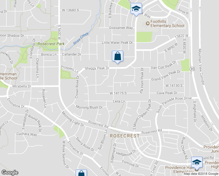 map of restaurants, bars, coffee shops, grocery stores, and more near 5289 West 14130 South in Riverton