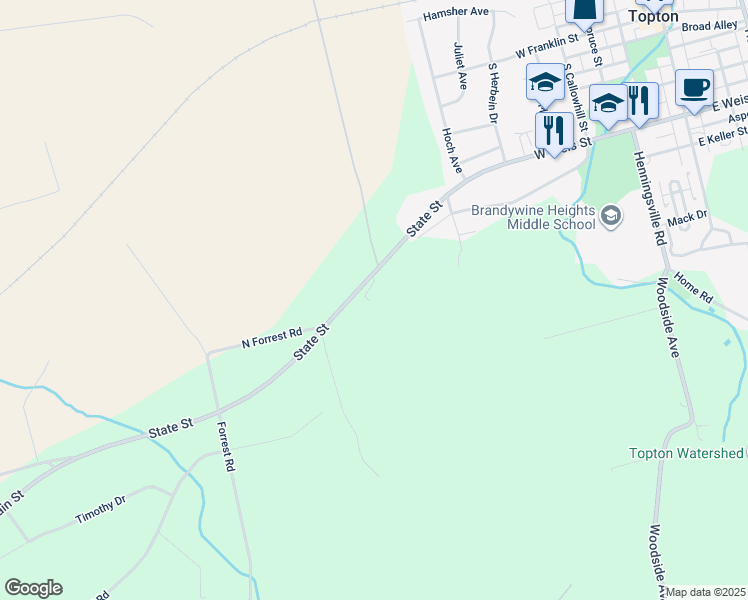 map of restaurants, bars, coffee shops, grocery stores, and more near 562 State Street in Mertztown