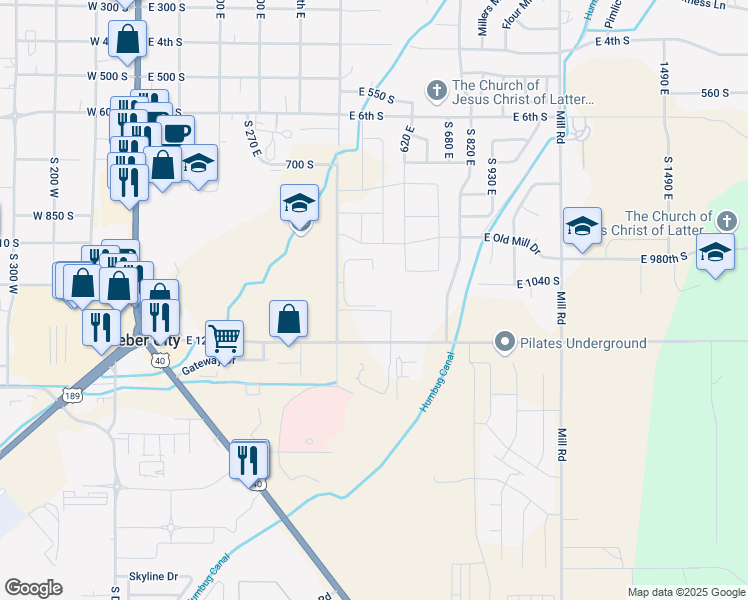map of restaurants, bars, coffee shops, grocery stores, and more near in Heber City
