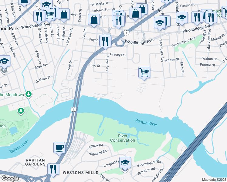 map of restaurants, bars, coffee shops, grocery stores, and more near 89 Todd Street in Edison