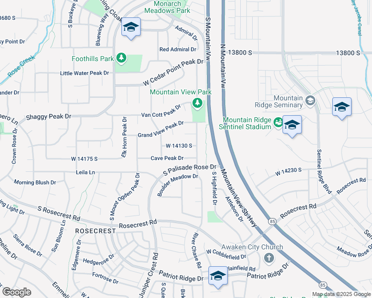 map of restaurants, bars, coffee shops, grocery stores, and more near 4871 West 14130 South in Riverton