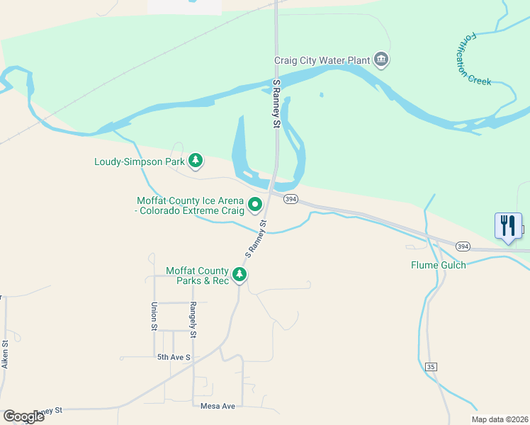map of restaurants, bars, coffee shops, grocery stores, and more near 777 South Ranney Street in Craig