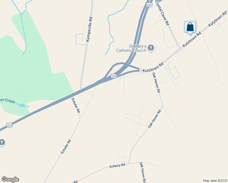 map of restaurants, bars, coffee shops, grocery stores, and more near 40 Lincoln Road in Kutztown