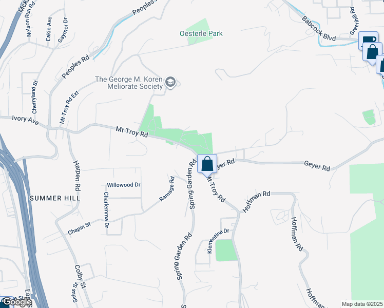 map of restaurants, bars, coffee shops, grocery stores, and more near 4350 Spring Garden Road in Pittsburgh
